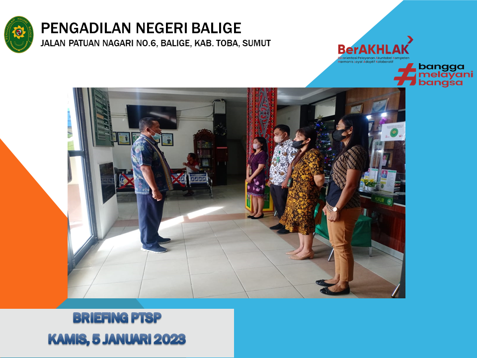 BRIEFING PTSP PENGADILAN NEGERI BALIGE, 5 JANUARI 2023